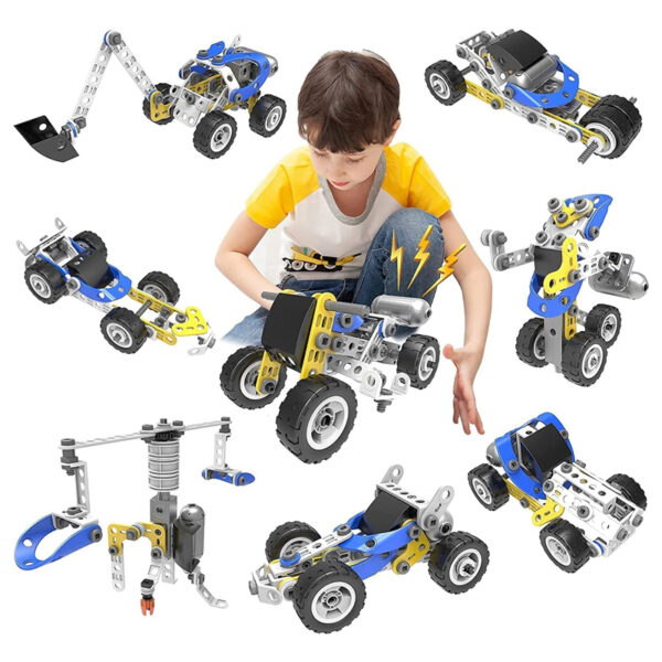 113 PCs STEM Toy – 10-in-1 Motorized Building Blocks for Kids