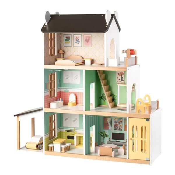 Dream Wooden Dolls House – 85cm Tall with Garage & 3 Floors