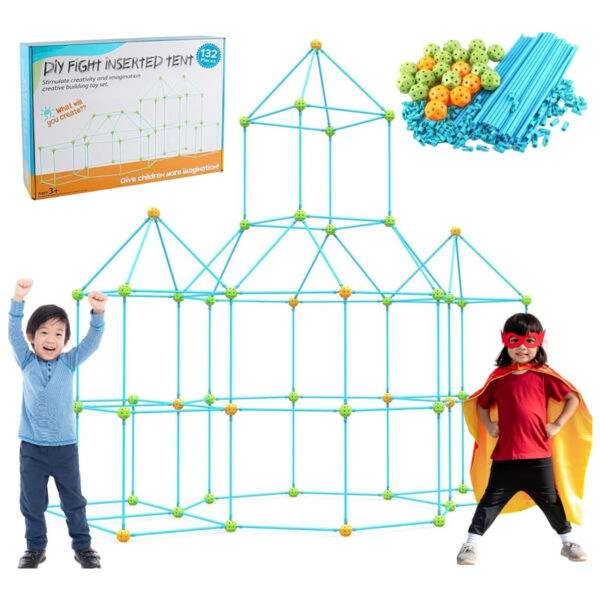 Kids Construction Fort Kit – 132 Pcs STEM Building Toy