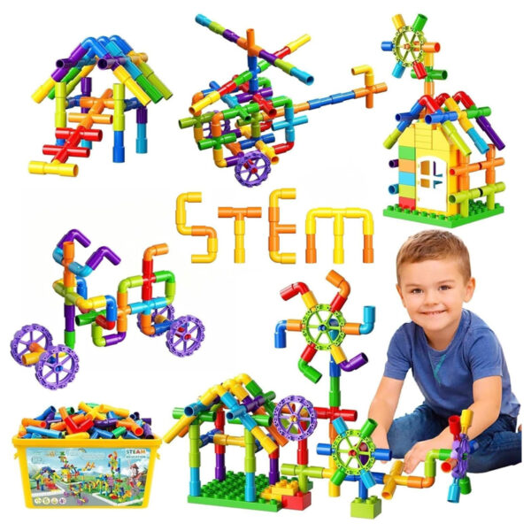 Educational Pipe Tube Blocks – 156 Pcs STEM Toy for Kids